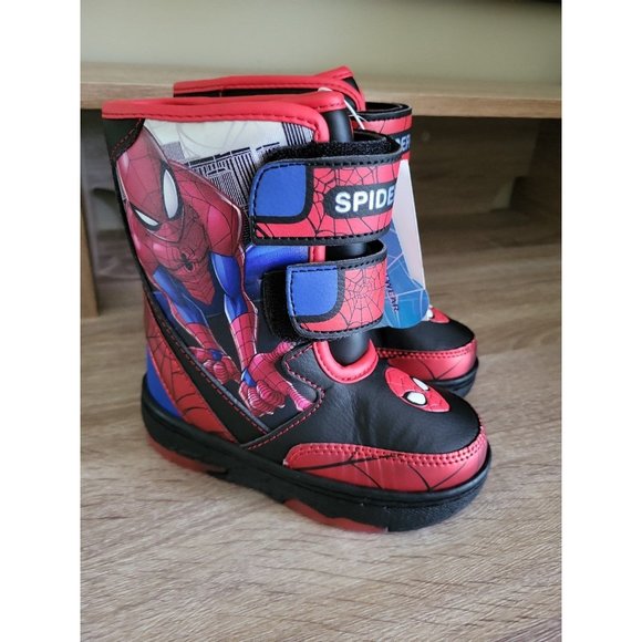Marvel NWT Toddler 8 Spiderman Light Up Insulated Hook & Loop Winter Snow Boots - Picture 3 of 12